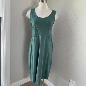 PACT Womens Plus XXL Dark Forest Fit Flare Tie Back Dress Organic Cotton Blend